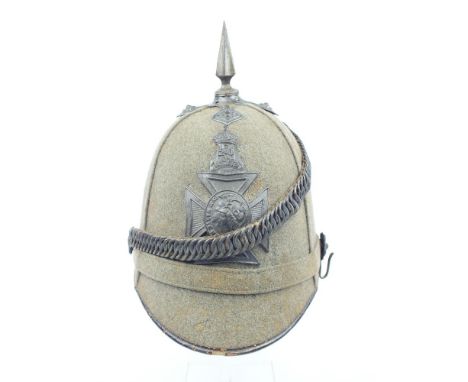 A Post 1902 Other Rank's Grey Cloth Home Service Helmet to the 20th Middlesex Rifles (Artists Rifles), the grey cloth covered