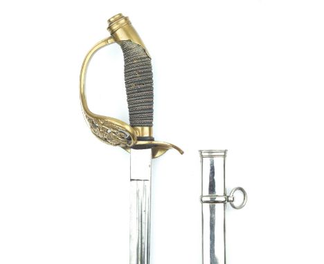 An Imperial German Sword, 87cm double fullered blade by EICKHORN SOLINGEN, regulation brass hilt incorporating the cypher of 