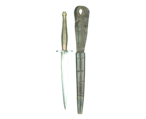 A Second Pattern Fairbairn-Sykes Fighting Knife to the 5th Parachute Brigade, 17cm flattened diamond section blade, regulatio