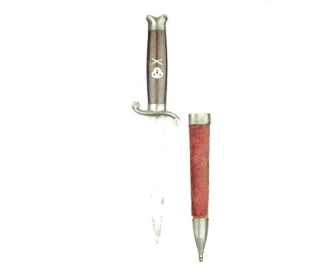 A 19th Century Italian Momento-Mori Dagger, 16cm flattened diamond section blade, steel hilt with dual recurved crossguards, 