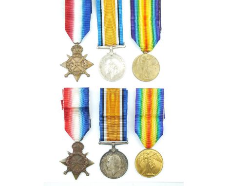 Two First War Royal Naval 1914-15 Trios, the first to J. 8190. E.W.R. NORRIS. A.B. R.N., the second to 305260. A. RAVENHILL. 