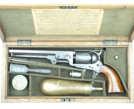 A Cased Percussion Six-Shot London Colt Navy, 7.5inch sighted octagonal barrel stamped ADDRESS. COL: COLT. LONDON on the top 