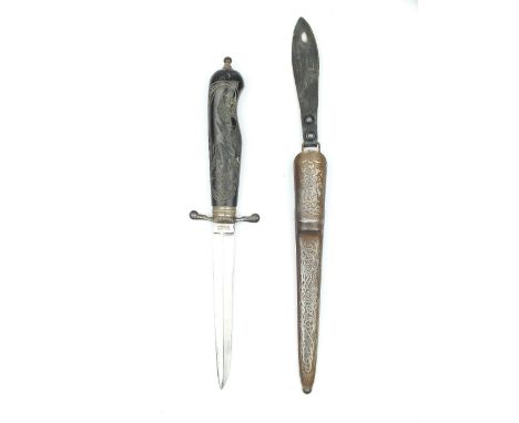 A Scandinavian Hunting Dagger, 12.5cm blade stamped J.A. HELLBERG ESKILSTUNA (Sweden) on the forte, characteristic carved har