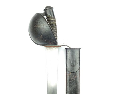 A Prussian Naval Cutlass, 58.5cm clean blade by GRAH and stamped W and 61 on the back edge, regulation black painted steel ha