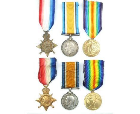 Two First War Royal Naval 1914-15 Trios, the first to 173056. E.J. MERCHANT. A.B. R.N., the second to J. 26000 W. EVANS. A.B.