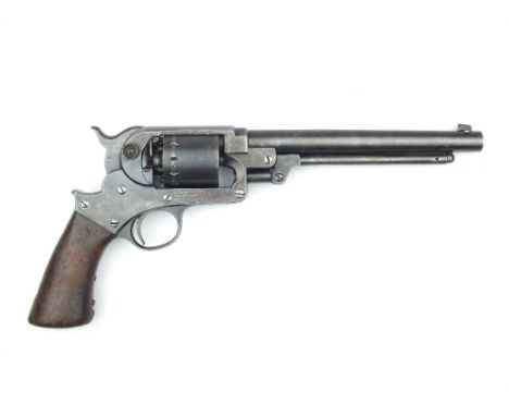 A .44 cal 6-shot 1863 Percussion Starr Army Revolver, 8inch sighted barrel, cylinder stamped with the serial no. 17445, the f