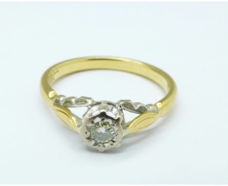 An 18ct gold and diamond ring, 2.4g, K