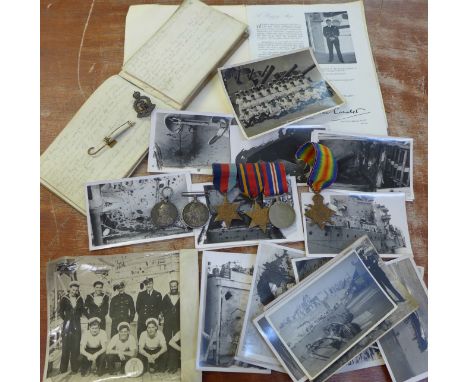 Three WWI medals, including a George V Royal Navy Reserve Long Service and Good Conduct Medal to 233966 PO.B. 8967 P. Fowler 