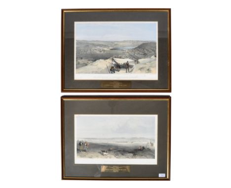 A pair of 19th century Crimean War interest framed etchings / prints by W. Simpson; ' Camp Of The Light Division ' first publ