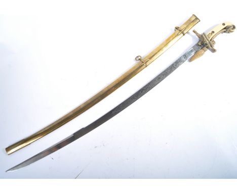 A 19th Century Victorian Light Cavalry Officers Mameluke type dress / parade sword / sabre. Hooked faux ivory pommel with att