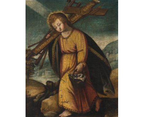 Attributed to Diego de la Puente (Mechelen, Belgium, 1586 - Lima, Peru, 1663)‘Infant Jesus of Passion’ Oil on canvas.41,5 x 3