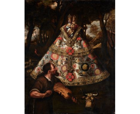 Sebastián López de Arteaga (Seville, 1610 - Mexico City, 1652)"Our Lady of Villaviciosa".Oil on canvas.104,5 x 83 cm.The pain