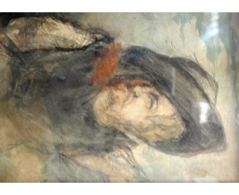 A 19th century watercolour portrait study of a gentleman with further figural pencil study verso