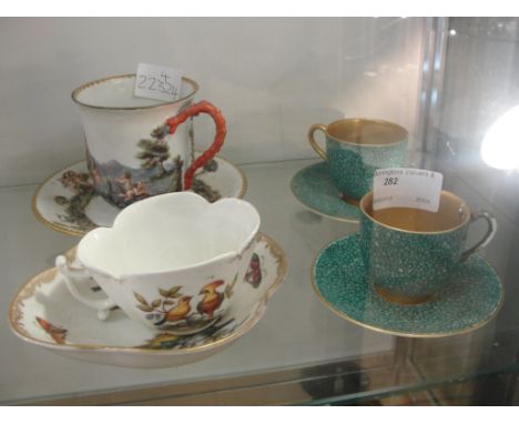 Four 19th century cabinet cups and saucers to inc Royal Worcester examples (A/F)