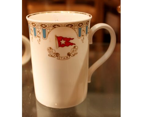 Ceramic mug marked White Star Line wisteria pattern