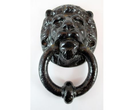 Edwardian cast iron lions head door knocker