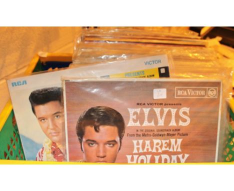Box of Elvis LP records