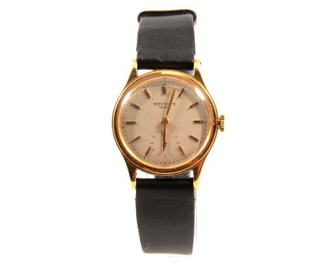 Patek Philippe - a gentleman's yellow metal wristwatch, 25mm circular off-white baton dial with subsidiary seconds dial in a 