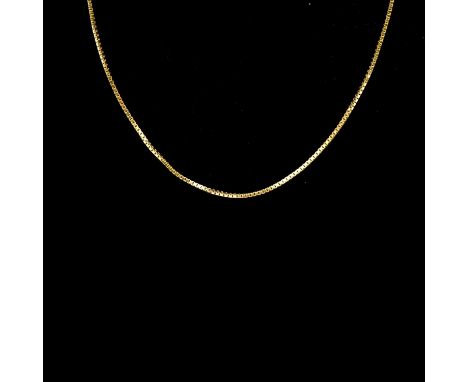 A yellow metal box link chain, 0.9mm gauge, marked 585 and 14K, 70cm long, 9.9g