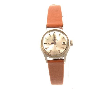 Omega - a lady's Geneve automatic wristwatch, 17mm circular silvered baton dial with centre seconds hand and date aperture in