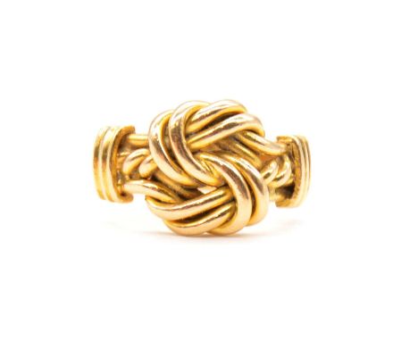 A Victorian 18 carat yellow gold knot ring size M, the double band shank hallmarked Birmingham 1867, 7.8g.Condition report:Pl