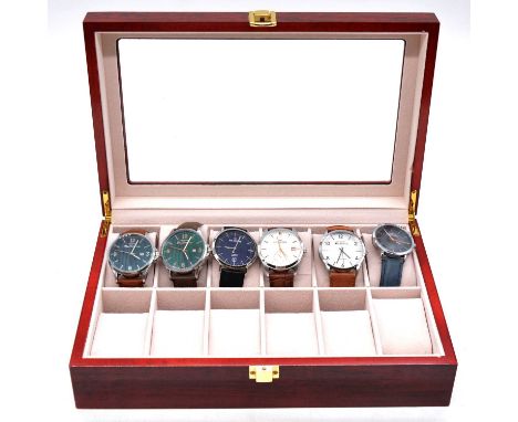 Ben Sherman - six gentlemen's large dial wristwatches, a gentleman's quartz wristwatch, 38mm circular silver-coloured baton a
