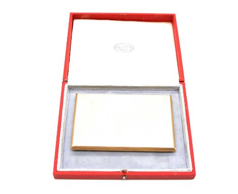A 9 carat yellow gold engine turned cigarette case, W H Manton Ltd, Birmingham 1947, 12.5x8cm, 178.7g. no personal monograms 