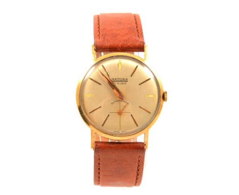 Three yellow metal and gold gentlemens' wristwatches, Ramona - a gentleman's yellow metal manual wind wristwatch, 30mm circul