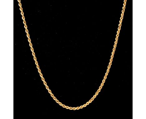 An 18 carat yellow gold 2.8mm gauge rope chain necklace, 60cm, 9.2g.Condition report:Please see images. Chain all good, no co