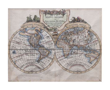 A MID 18TH CENTURY FRENCH MAP OF THE WORLD
Titled 'Mappe Monde ou Description du Globe Terreste', by Gilles Robert de Vaugond
