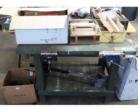 A boxed and unused Ferm circular bench saw, model number FZB-720, together with woodworking bench, two long reach clamps and 
