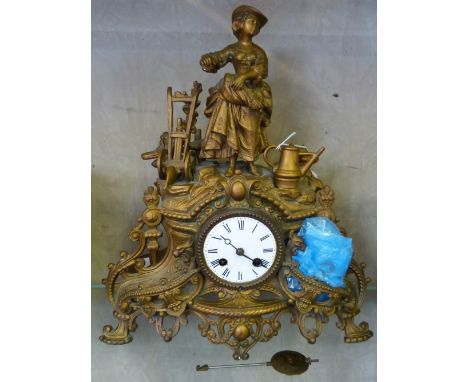 A French gilt spelter mantel clock