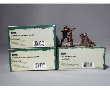 Britains - Three boxed sets of soldiers from the Britains 'World War II Squads' range. Lot consists of #17392 Duelling Sniper