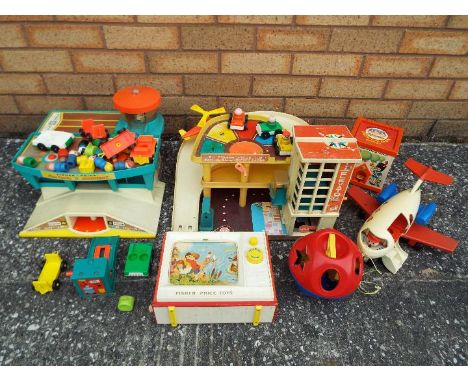 Fisher price - A good collection of unboxed vintage Fisher Price toys. Lot includes Play Family Airport, Aeroplane, Parking R