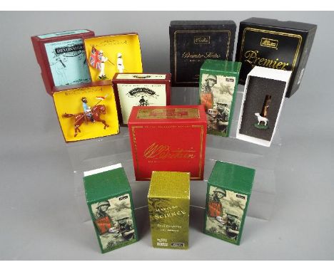Britains - Nine boxes of Britains figures from various ranges. Lot includes 'Premier Series' #8917 Vickers Machine Gun with 2