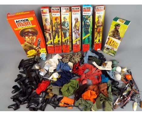 Palitoy - A large quantity of Action Man accessories and uniform parts, together with eight empty Action man boxes, including