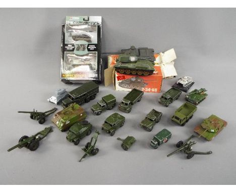 Dinky, Corgi, and Others - A group of predominately unboxed diecast military vehicles with two interesting boxed Russian diec
