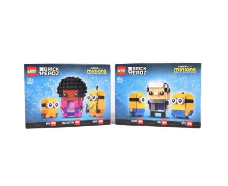 Lego - x2 factory sealed Lego Minions Brickheadz sets comprising; 40420 Stuart, Gru &amp; Otto and 40421 Bob, Belle Bottom &a