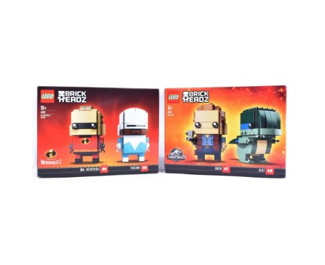 Lego - x2 original Lego Brickheadz sets comprising; 41613 Mr Incredible &amp; Frozone and 41614 Jurassic World Owen &amp; Blu