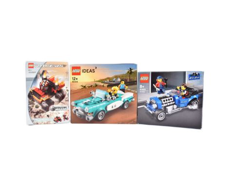 Lego - a collection of x3 automobile Lego interest comprising; Lego Ideas 40448 Vintage Car (sealed), 40409 Hot Rod and 4592 