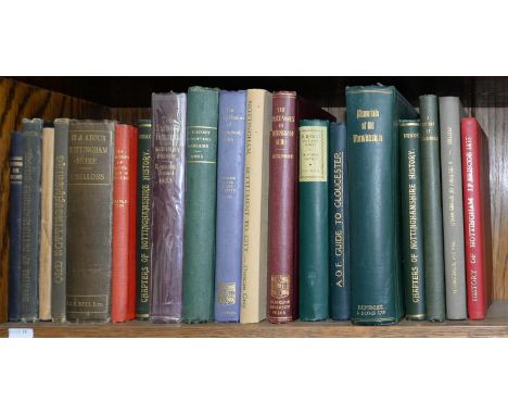 NOTTINGHAMSHIRE, SUBJECT. HALF A SHELF OF BOOKS, TO INCLUDE MELLORS' IN AND ABOUT NOTTINGHAMSHIRE, CHAPTERS OF NOTTINGHAMSHIR