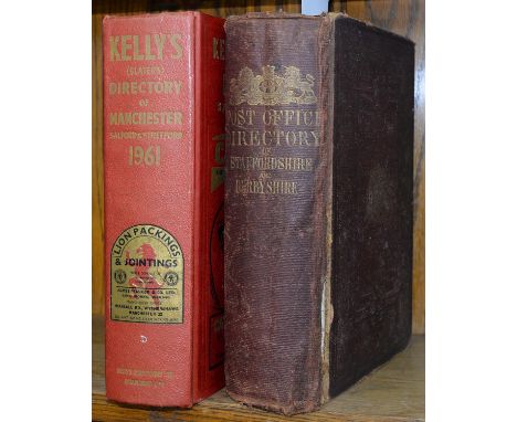 KELLY (E. R), EDITOR - THE POST OFFICE DIRECTORY OF STAFFORDSHIRE AND DERBYSHIRE MAPS, FAULTS, ORIGINAL MAROON CLOTH VERY WOR