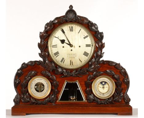 A FINE AND RARE VICTORIAN EIGHT DAY WALNUT PEDIMENT CLOCK WITH CALENDAR WORK, JOHN BENNETT 65 &amp; 64 CHEAPSIDE LONDON, HAVI