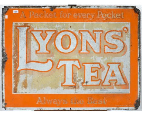 ADVERTISING. ENAMEL SIGN - A PACKET FOR EVERY POCKET / LYONS' TEA / ALWAYS THE BEST, BY FRANCO SIGNS LONDON, 76 X 102CM, C193