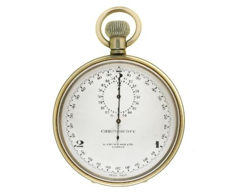 AN S. SMITH AND SON LIMITED MILITARY ISSUE KEYLESS LEVEL NICKEL CHRONOSCOPE STOP WATCH WITH SWISS MOVEMENT, CASE BACK ENGRAVE