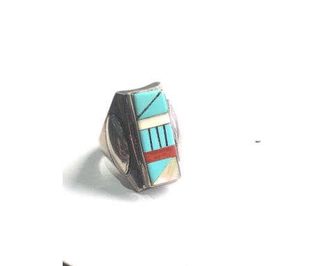 Mexican silver navajo turquoise ring 