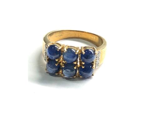 9ct gold diamond &amp; cabochon sapphire ring weight 3.5g 