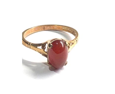 9ct gold vintage carnelian dress ring (2.1g) 