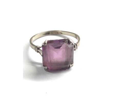 9ct white gold vintage amethyst cocktail ring (2.8g) 