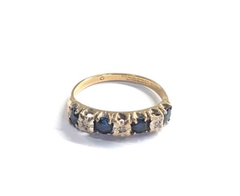 9ct gold vintage sapphire &amp; diamond dress ring (2g) 